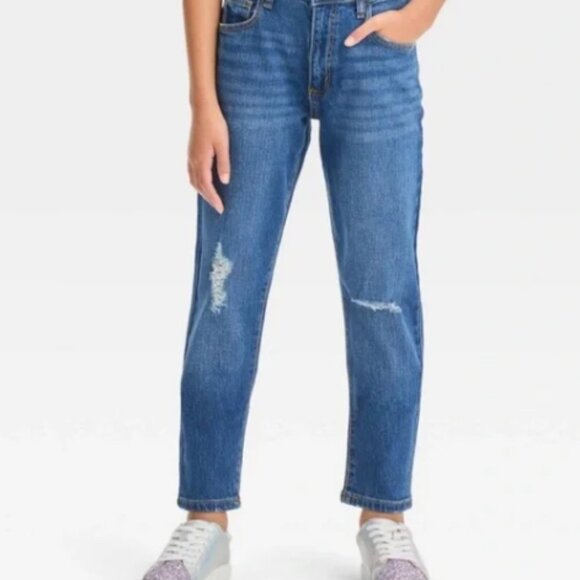 NWT Girls Art Class High Rise Relaxed Taper Distressed Ankle Jeans Size 10 - Picture 2 of 9